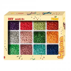 Hama Midi: DYI 9600 perlas con bandejas almacenamiento colores surtidos
