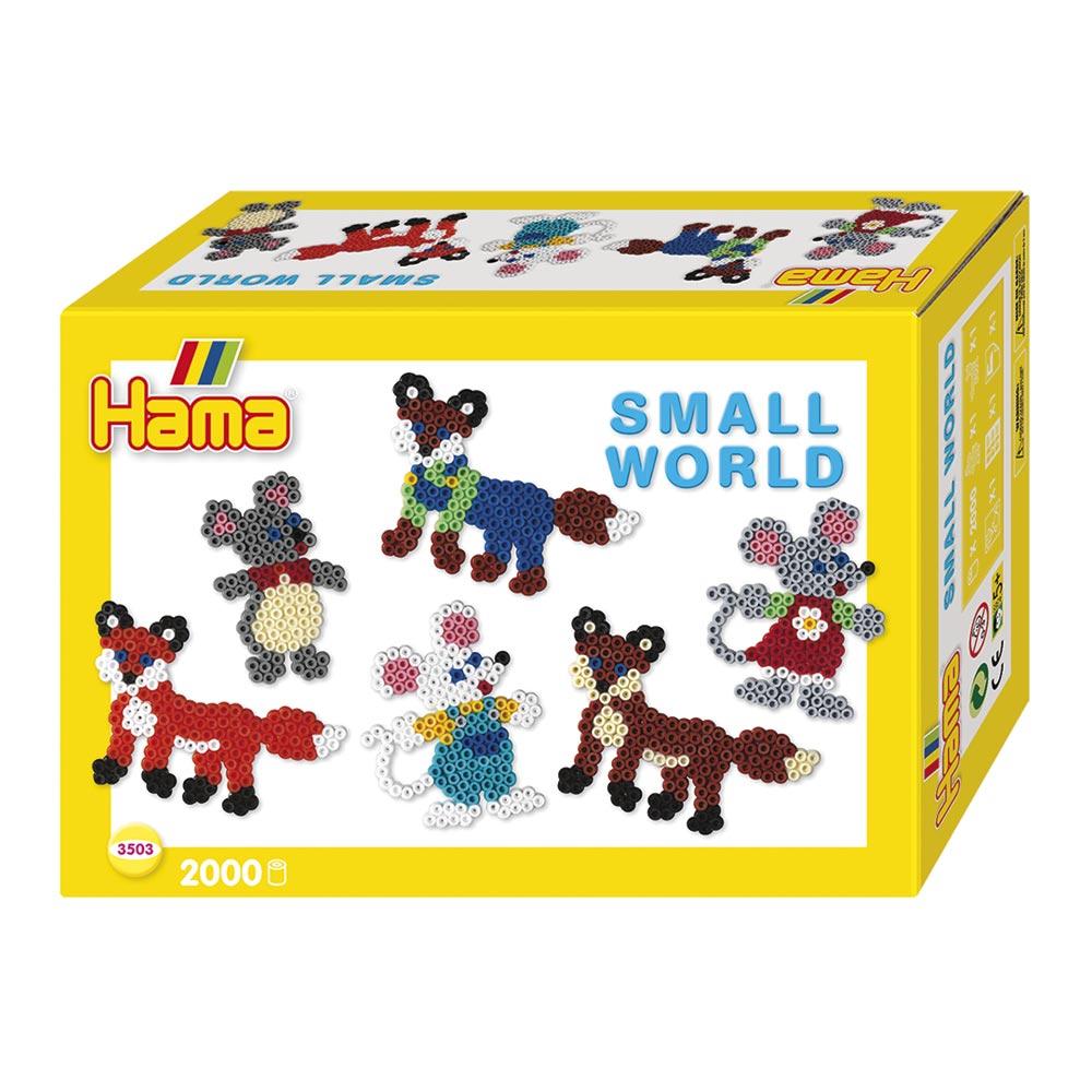 Hama Midi small world caja amarilla ratón y zorro 2000 perlas