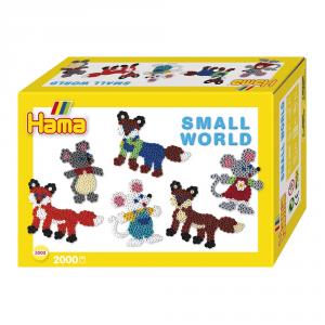 Hama Midi small world caja amarilla ratón y zorro 2000 perlas
