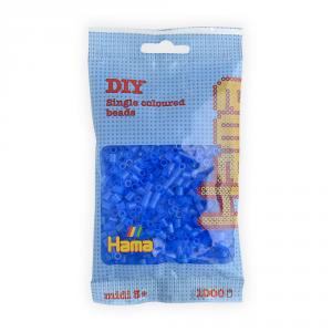 Hama Midi bolsa 1000 perlas Azul translúcido