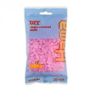 Hama Midi bolsa 1000 perlas rosa translúcido