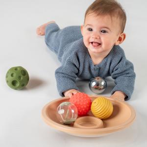 Tummy Time bolas sensoriales con plato para jugar boca abajo