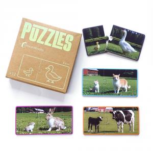 Puzzle cartón Animales granja y crías