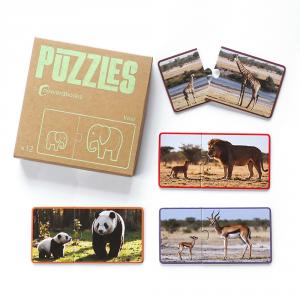 Puzzle cartón Animales salvajes y crías