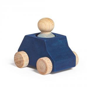 Coche madera azul Lubu con figura gris