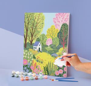 Set pintar por números Casita en el bosque