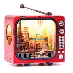 Maqueta TV 3D miniatura París con luz