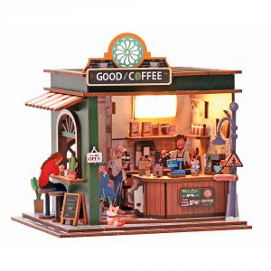 Maqueta madera 3D Coffee Shop con luz