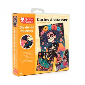 Set 3 tarjetas para decorar con diamantes día de los muertos