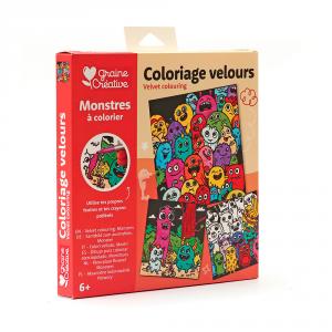 Set 3 tarjetas terciopelo para colorear monstruos