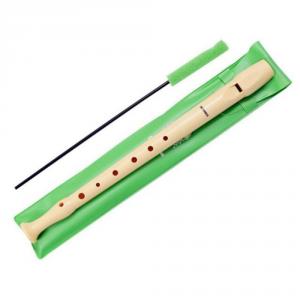 Flauta dulce con funda verde