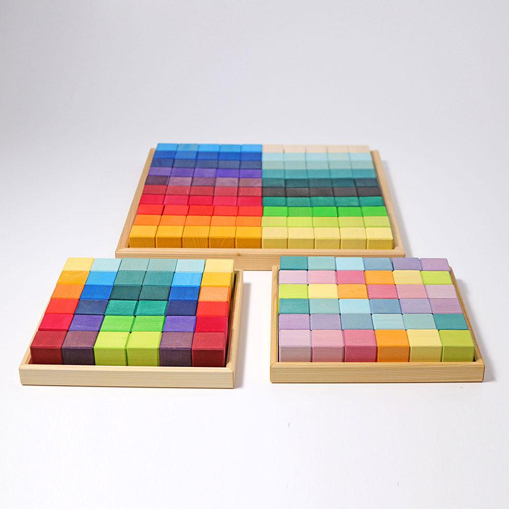 Construcción bloques madera rainbow mosaic 36 piezas