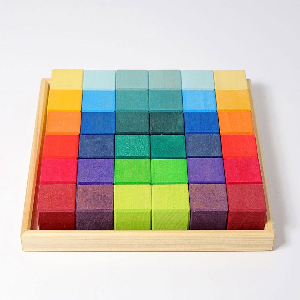 Construcción bloques madera rainbow mosaic 36 piezas