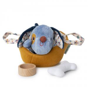 Peluche perro Jules con cesta y accesorios tela