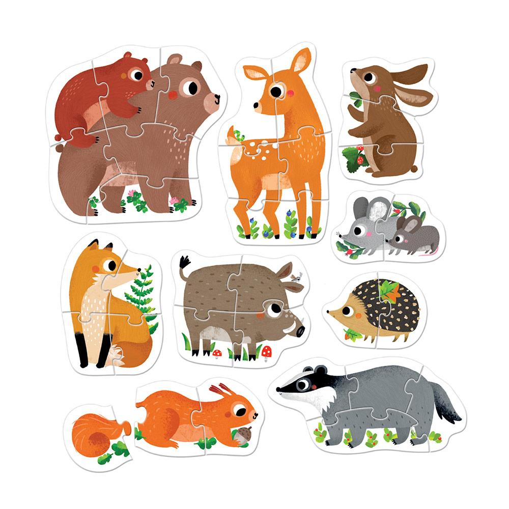 9 puzzles progresivos animales del bosque 33 pzas.