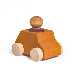 Coche madera naranja Lubu con figura morada