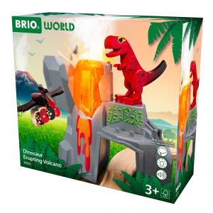 Set dinosaurios y volcán en erupción