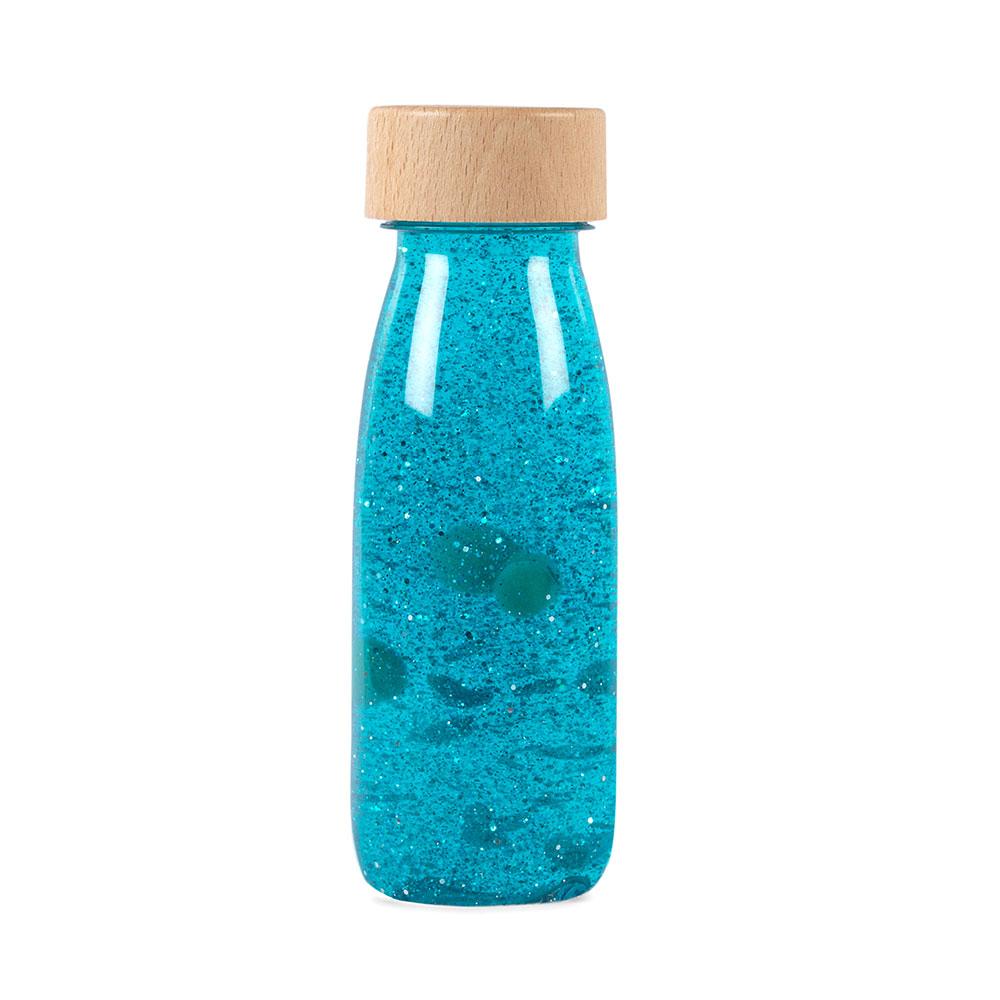 Botella sensorial float azul turquesa