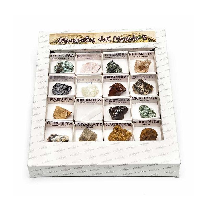 Caja de madera Colección de 24 Minerales del Mundo-Kunugi