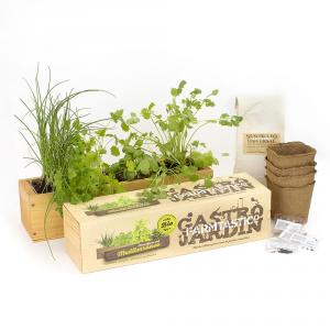 Kit cultivo ecológico jardinera madera Mediterráneo