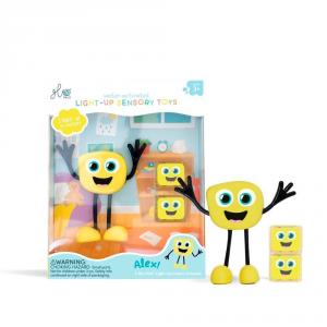 Set personaje Alex y 2 cubos amarillos con luz Glo Pals