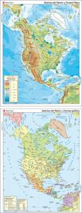 Mapa Mural América del Norte-central física/política