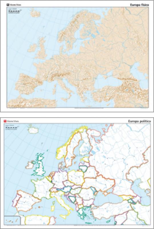 Mapa Mural Mudo Europa (Fisico/Politico). Vicens Vives