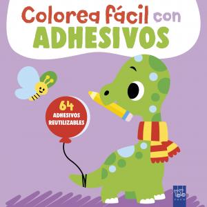 Colorea fácil con adhesivos. Dinosaurio