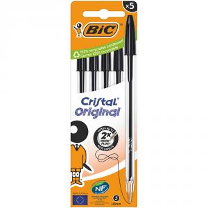 Bolígrafo Bic Cristal tinta negra 5 unidades