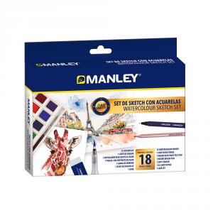 Set de sketch con acuarelas 18 piezas Manley