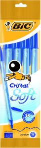 Bolígrafo azul 4 unidades Bic cristal soft
