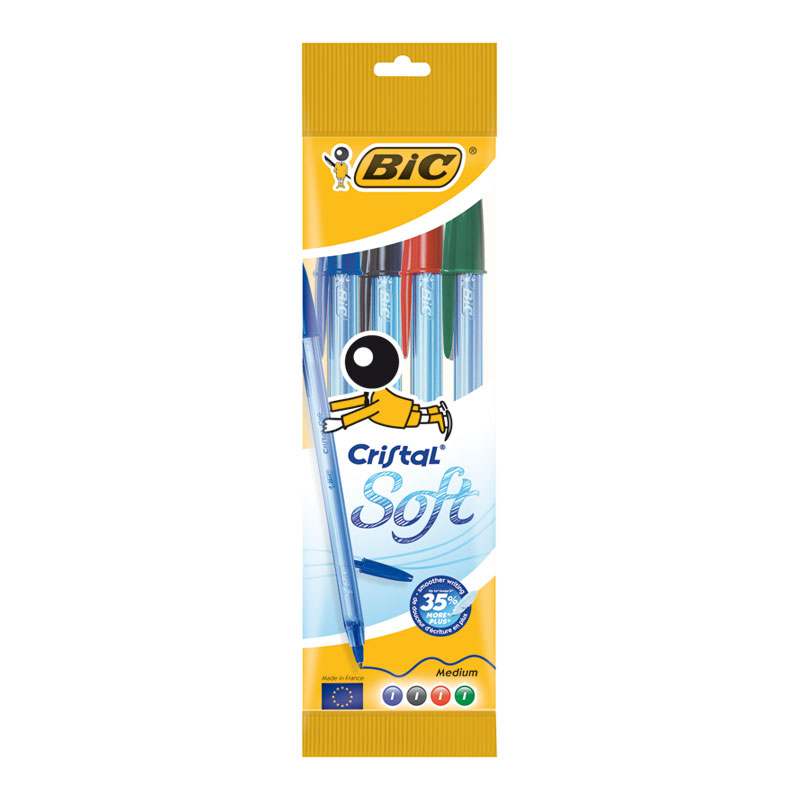 Bolígrafo Bic Cristal Soft 4 unidades
