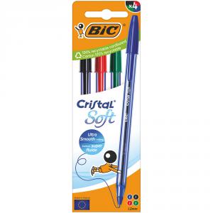 Bolígrafo Bic Cristal Soft 4 unidades de colores