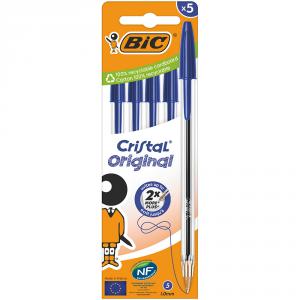 Bolígrafo Bic Cristal tinta azul 5 unidades