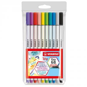 Stabilo Pen 68 brush punta pincel blíster 10 colores