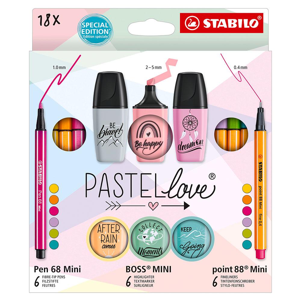 Stabilo set mini pastel love 18 unidades