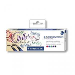 Rotulador de caligrafía doble punta blíster 5 colores