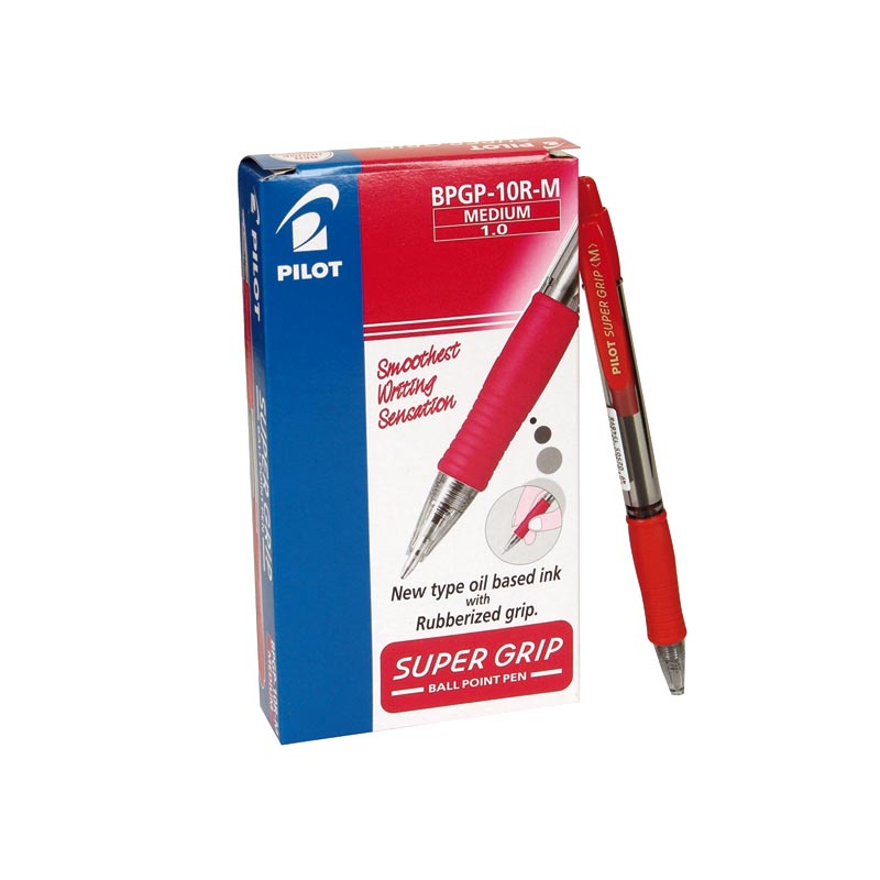 Bolígrafo Pilot Súper Grip color rojo caja de 12 unidades