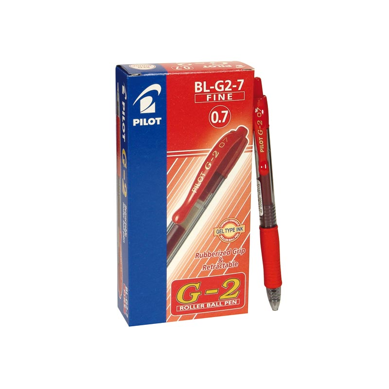 Bolígrafo Pilot G2 color rojo caja de 12 unidades