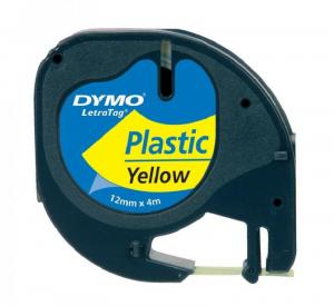 Cinta rotular Letratag Dymo plástico amarillo