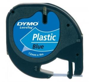 Cinta rotular letra tag Dymo plástico azul