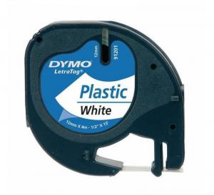 Cinta rotular Letratag Dymo plástico blanco