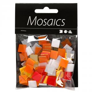 Teselas mini mosaico 10x10x2mm rojo y naranja bolsa 25gr.