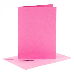 Tarjeta 10,5x15cm y sobre 11,5x16,5cm color rosa set 6 unidades