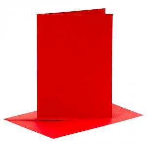 Tarjeta 10,5x15cm y sobre 11,5x16,5cm color rojo set 6 unidades