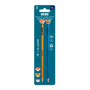 Set 2 lápices triangulares zorro y tigre