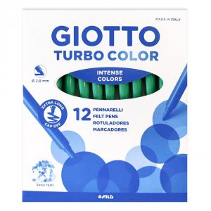 Rotuladores unicolor Giotto turbo 12 unidades verde oscuro