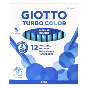 Rotuladores unicolor Giotto turbo 12 unidades azul celeste