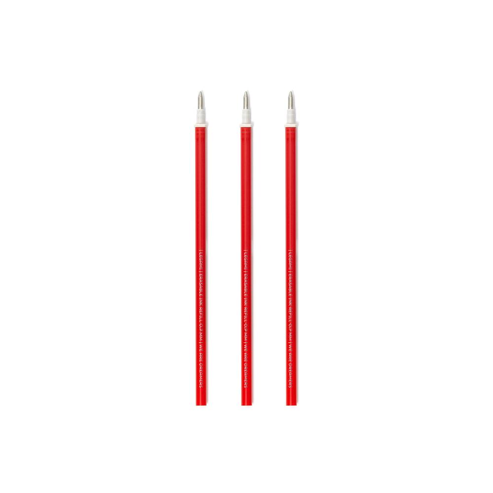  Legami Recambio para bolígrafo de gel borrable, juego de 3  repuestos, 5.1 in de altura, tinta termosensible roja, punta de 0.028 in :  Productos de Oficina