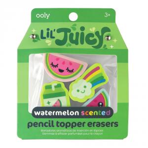 Goma borrar Lil Juicy watermelon blíster 4 uds con olor a fruta y adaptable a lápiz